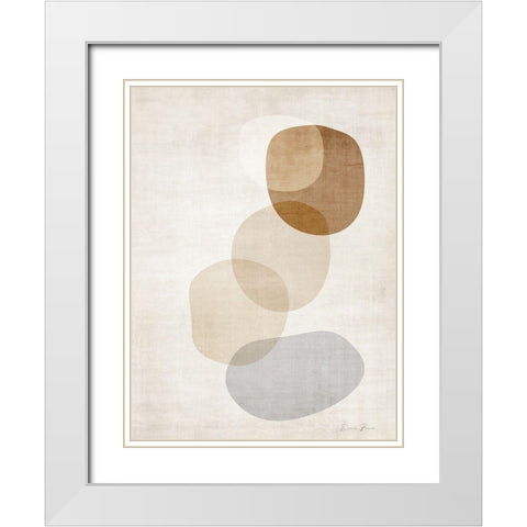 Mobo Stones 2 White Modern Wood Framed Art Print with Double Matting by Brown, Denise