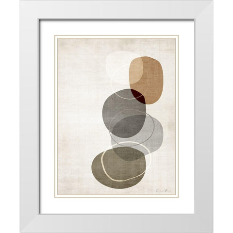 Mobo Stones 2 v2 White Modern Wood Framed Art Print with Double Matting by Brown, Denise