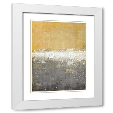 Golden Abstract 3 White Modern Wood Framed Art Print with Double Matting by Brown, Denise