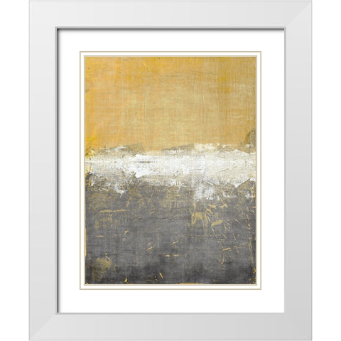 Golden Abstract 3 White Modern Wood Framed Art Print with Double Matting by Brown, Denise
