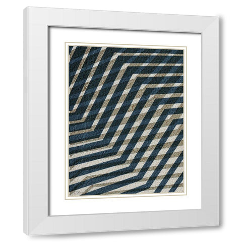 Blue Geometric 1 White Modern Wood Framed Art Print with Double Matting by Brown, Denise