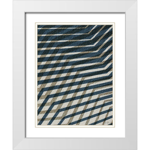 Blue Geometric 2 White Modern Wood Framed Art Print with Double Matting by Brown, Denise