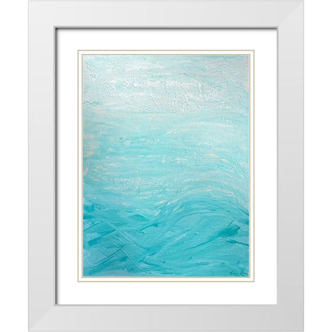 Cyan Waters 1 White Modern Wood Framed Art Print with Double Matting by Brown, Denise