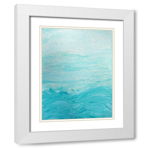 Cyan Waters 2 White Modern Wood Framed Art Print with Double Matting by Brown, Denise