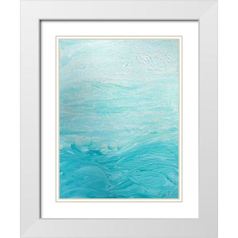 Cyan Waters 2 White Modern Wood Framed Art Print with Double Matting by Brown, Denise