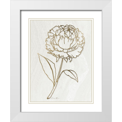 Golden Peony 1 White Modern Wood Framed Art Print with Double Matting by Brown, Denise