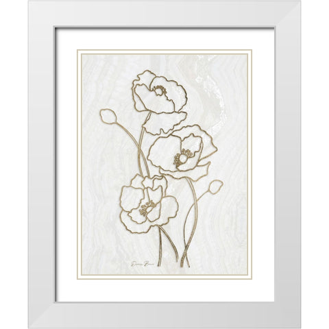 Golden Peony 3 White Modern Wood Framed Art Print with Double Matting by Brown, Denise