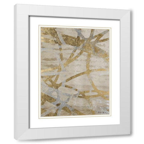 Golden and Silver Rings White Modern Wood Framed Art Print with Double Matting by Brown, Denise
