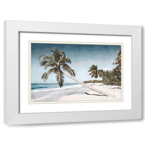 Happy Place White Modern Wood Framed Art Print with Double Matting by Brown, Denise