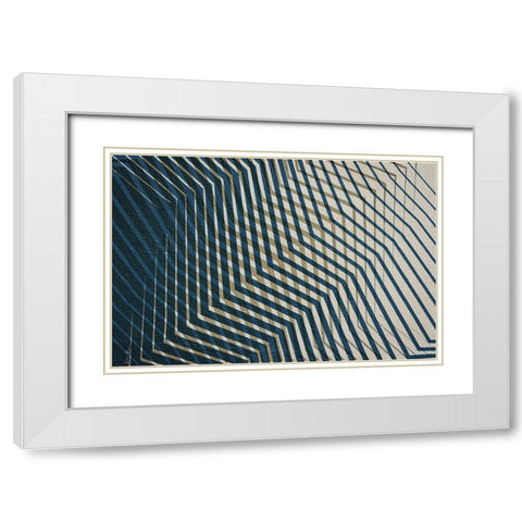 Modern Zig Zag 1 Navy White Modern Wood Framed Art Print with Double Matting by Brown, Denise