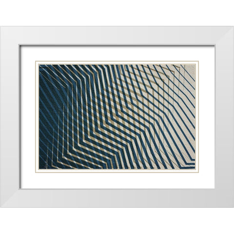Modern Zig Zag 1 Navy White Modern Wood Framed Art Print with Double Matting by Brown, Denise