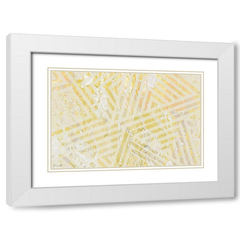 Orange Gold Pattern White Modern Wood Framed Art Print with Double Matting by Brown, Denise