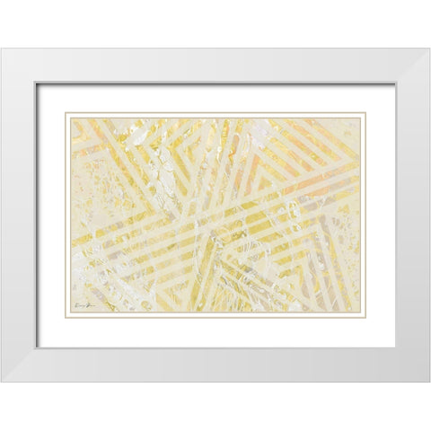 Orange Gold Pattern White Modern Wood Framed Art Print with Double Matting by Brown, Denise