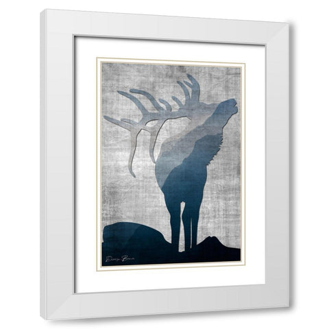 Buck Silhouette 1 White Modern Wood Framed Art Print with Double Matting by Brown, Denise