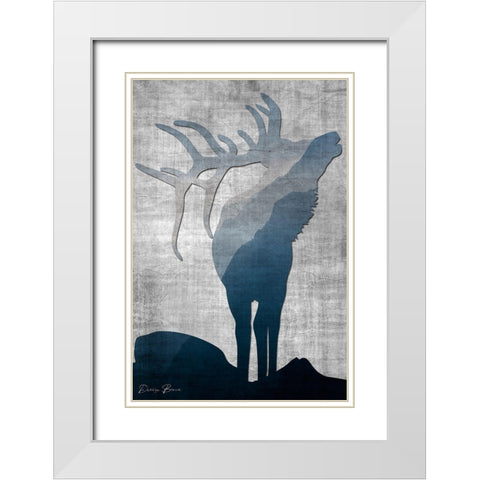 Buck Silhouette 1 White Modern Wood Framed Art Print with Double Matting by Brown, Denise