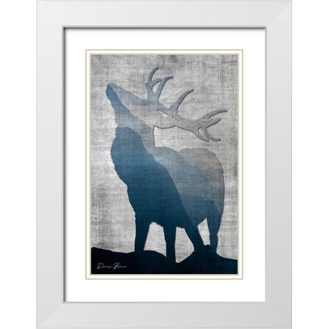 Buck Silhouette 2 White Modern Wood Framed Art Print with Double Matting by Brown, Denise