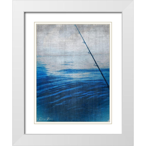 Wet a Line White Modern Wood Framed Art Print with Double Matting by Brown, Denise