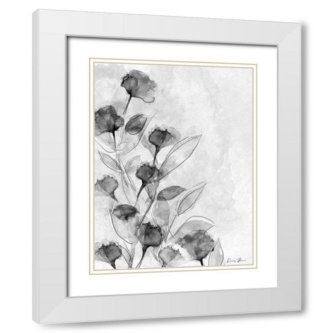 Astor Place Floral 1 White Modern Wood Framed Art Print with Double Matting by Brown, Denise