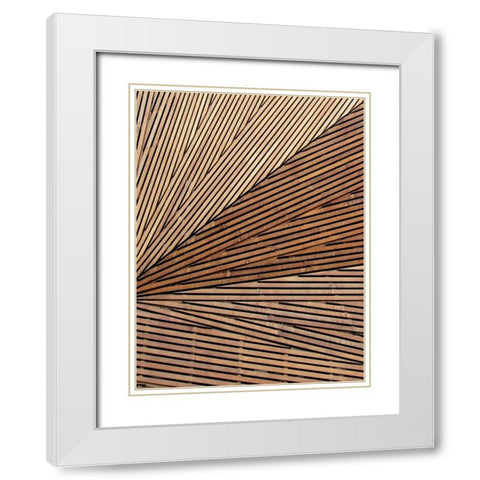 Geometric Wood Panel 1 White Modern Wood Framed Art Print with Double Matting by Brown, Denise