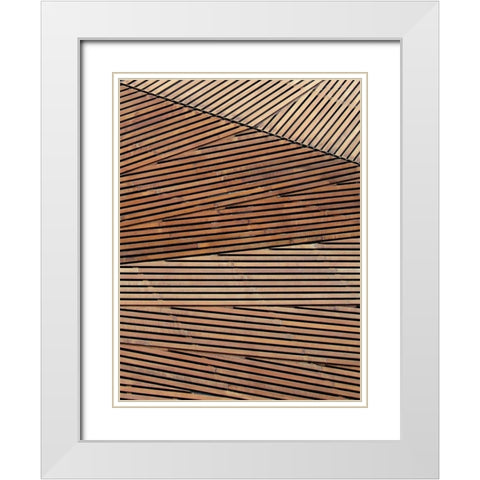 Geometric Wood Panel 2 White Modern Wood Framed Art Print with Double Matting by Brown, Denise
