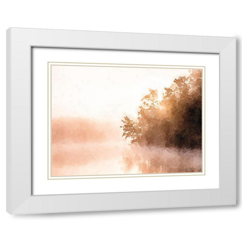 Lake By Sunset White Modern Wood Framed Art Print with Double Matting by Brown, Denise