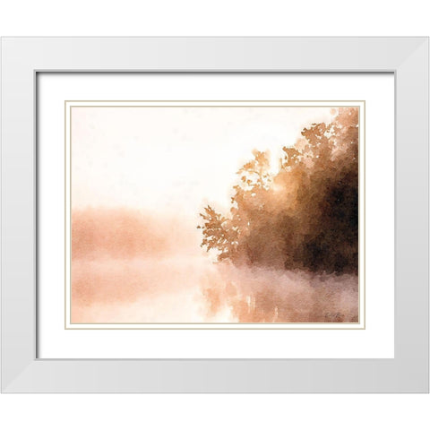 Lake By Sunset White Modern Wood Framed Art Print with Double Matting by Brown, Denise