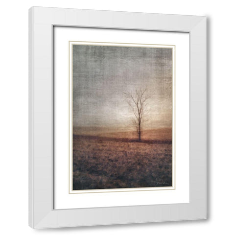 Lone Tree White Modern Wood Framed Art Print with Double Matting by Brown, Denise