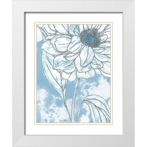 Blue Floral 2 White Modern Wood Framed Art Print with Double Matting by Brown, Denise