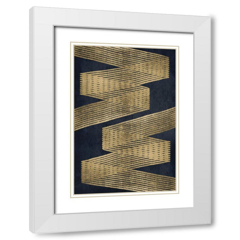 Golden Criss Cross 1 White Modern Wood Framed Art Print with Double Matting by Brown, Denise