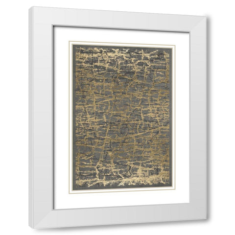 Gray Black Cracks 2 White Modern Wood Framed Art Print with Double Matting by Brown, Denise