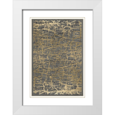 Gray Black Cracks 2 White Modern Wood Framed Art Print with Double Matting by Brown, Denise