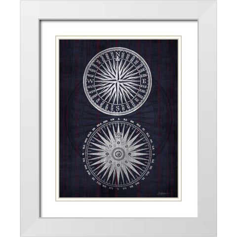 Compass 1 White Modern Wood Framed Art Print with Double Matting by Brown, Denise