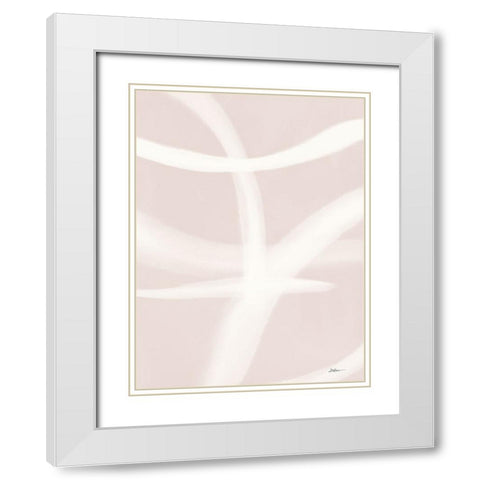 Blush Strokes 1 White Modern Wood Framed Art Print with Double Matting by Brown, Denise