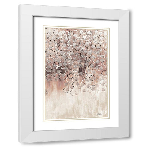 Blush Drops 2 White Modern Wood Framed Art Print with Double Matting by Brown, Denise