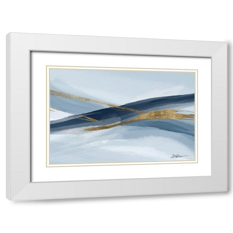 Newness In Navy White Modern Wood Framed Art Print with Double Matting by Brown, Denise