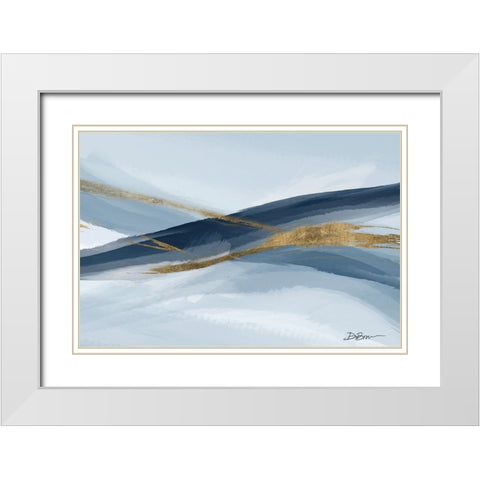 Newness In Navy White Modern Wood Framed Art Print with Double Matting by Brown, Denise