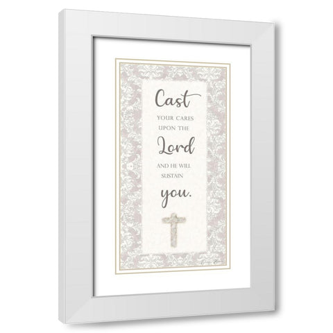 Cast Your Cares White Modern Wood Framed Art Print with Double Matting by Brown, Denise