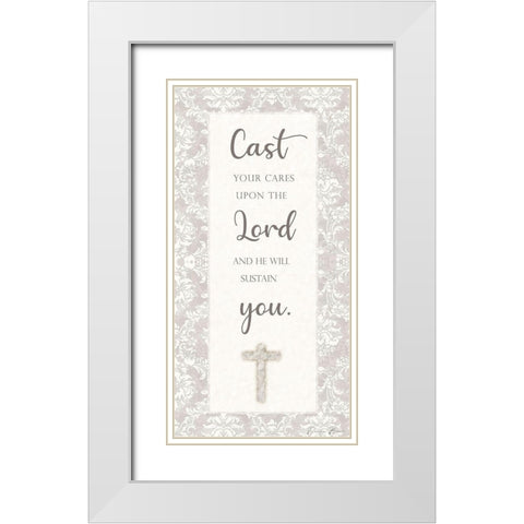 Cast Your Cares White Modern Wood Framed Art Print with Double Matting by Brown, Denise