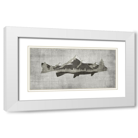 Mountain Trout White Modern Wood Framed Art Print with Double Matting by Brown, Denise