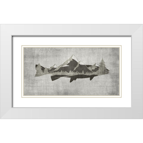 Mountain Trout White Modern Wood Framed Art Print with Double Matting by Brown, Denise