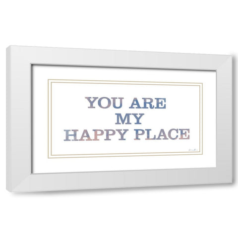 Happy Place White Modern Wood Framed Art Print with Double Matting by Brown, Denise