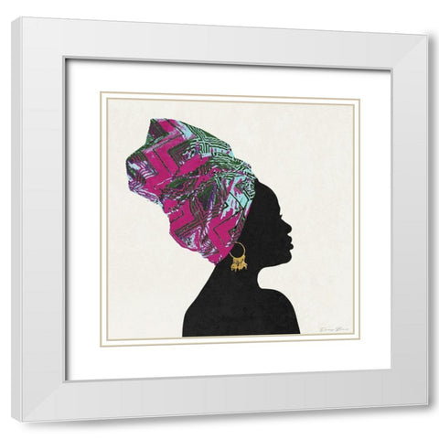 Kente 1 White Modern Wood Framed Art Print with Double Matting by Brown, Denise