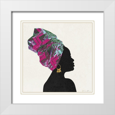 Kente 1 White Modern Wood Framed Art Print with Double Matting by Brown, Denise