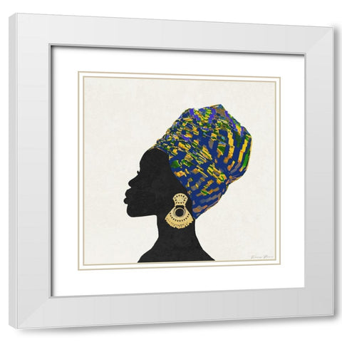 Kente 2 White Modern Wood Framed Art Print with Double Matting by Brown, Denise