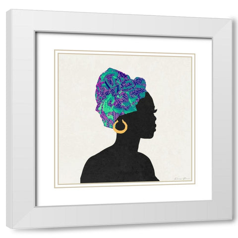Kente 3 White Modern Wood Framed Art Print with Double Matting by Brown, Denise