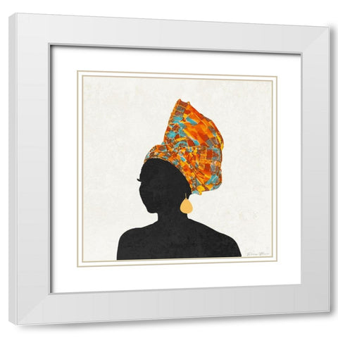 Kente 4 White Modern Wood Framed Art Print with Double Matting by Brown, Denise