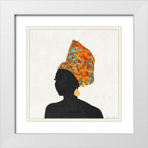 Kente 4 White Modern Wood Framed Art Print with Double Matting by Brown, Denise