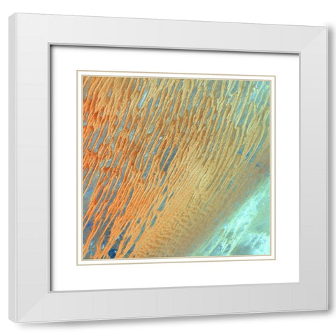 Waves White Modern Wood Framed Art Print with Double Matting by Brown, Denise