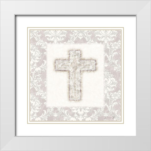 Cast Your Cares Cross White Modern Wood Framed Art Print with Double Matting by Brown, Denise