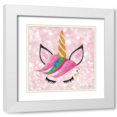 Unicorn Wink White Modern Wood Framed Art Print with Double Matting by Brown, Denise